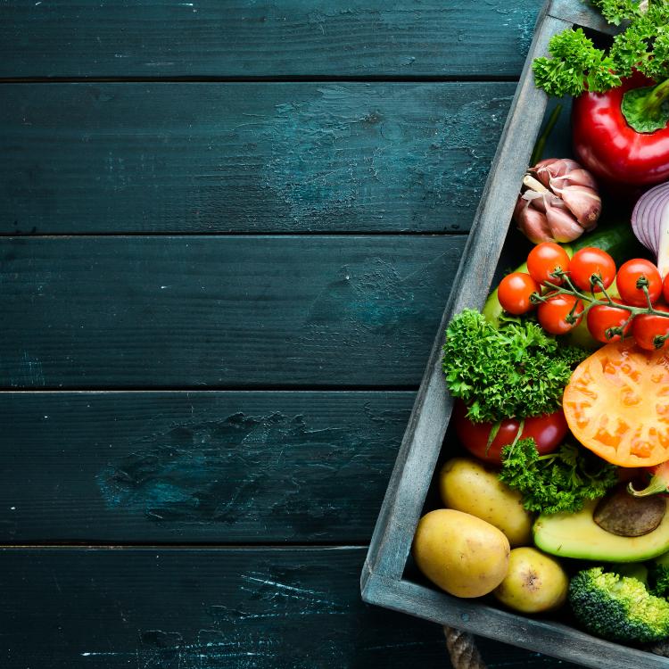 Fruits and Veggies in a basket